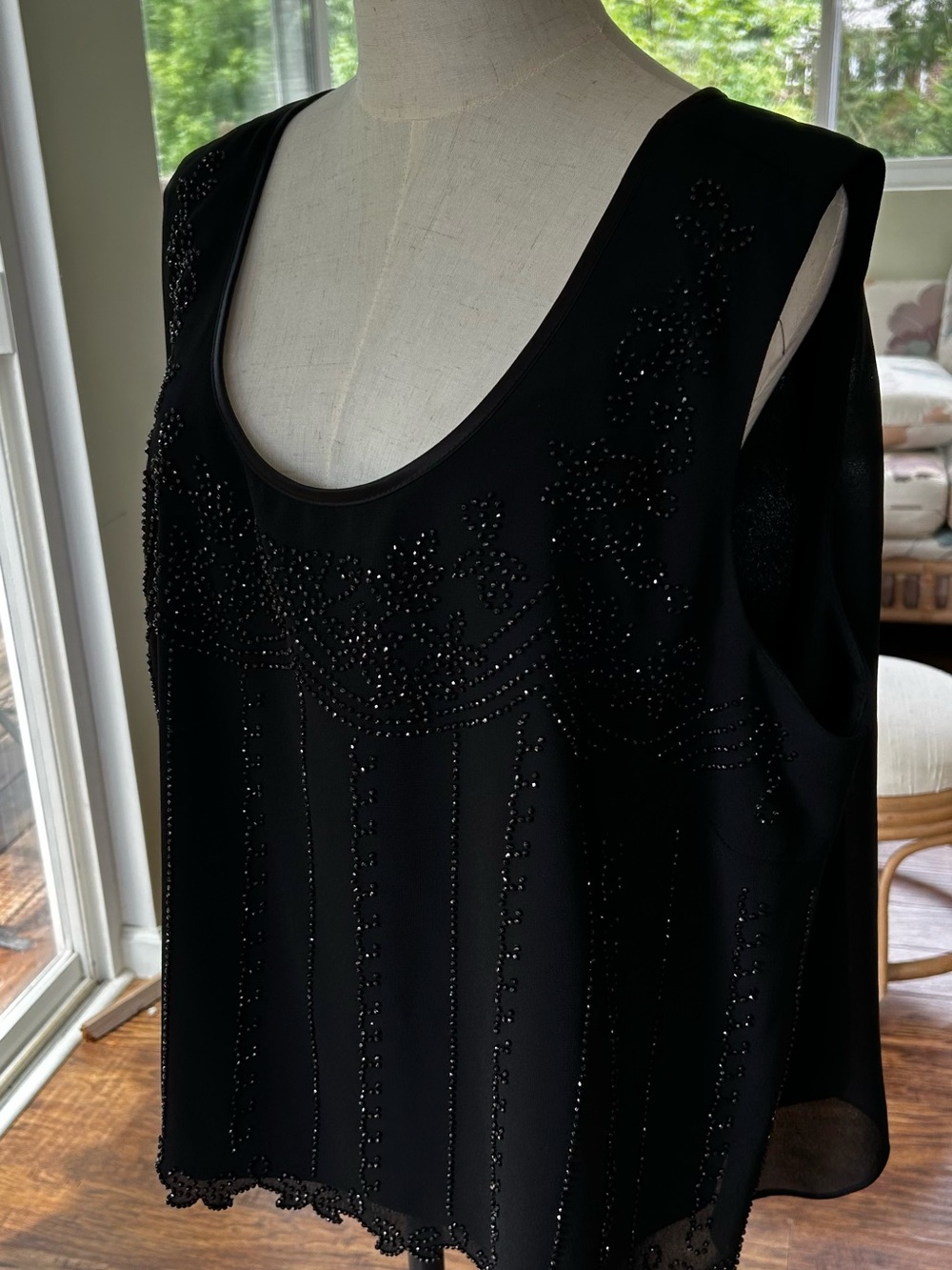 R&M Richards Black Beaded Sleeveless Camisole Size 24W